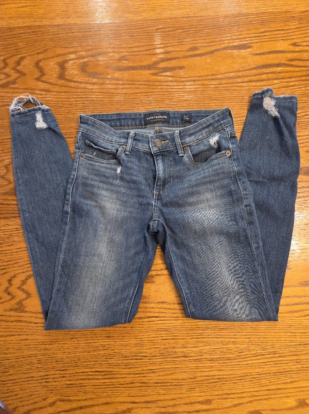 Lucky Brand Dark Blue Distressed Skinny Jeans
